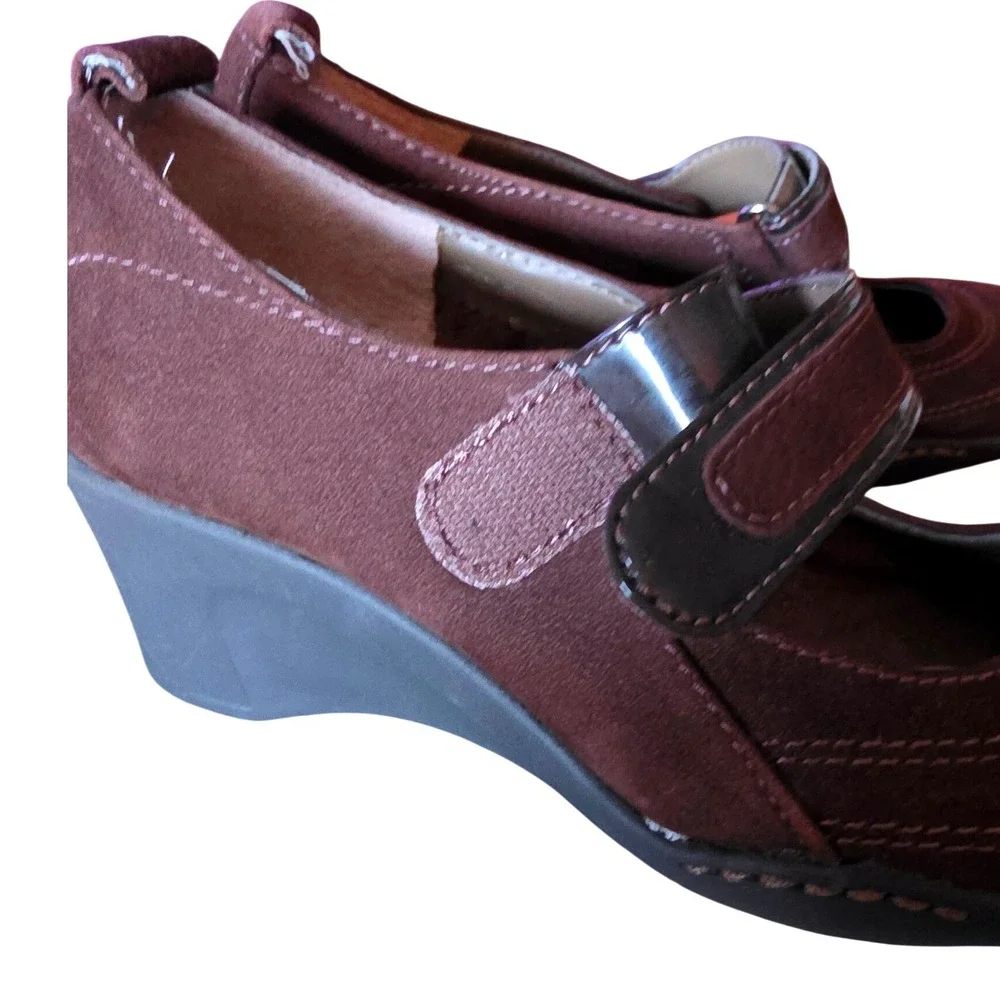 Aerosoles Tornado Brown Suede Leather Mary Jane Wedge Shoes Womens 5.5M